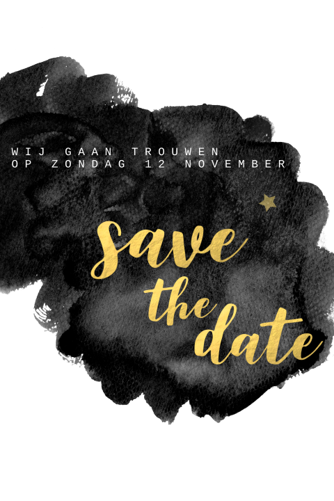 Moderne Save The Date Kaart Met Gouden Letters Op Waterverf